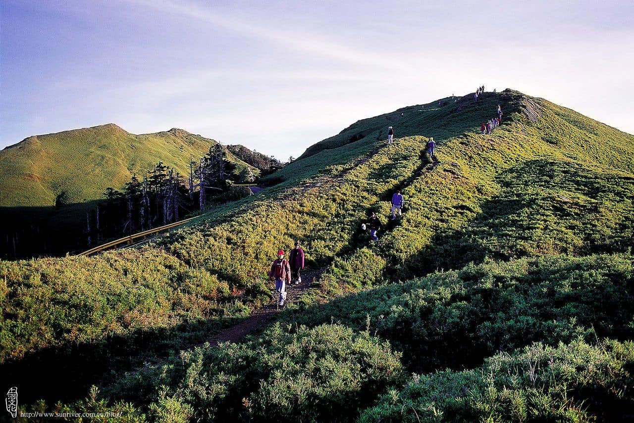 坡緩草萊的石門山，左側為石門山北峰。 攝影∕洪宗佑　地點∕石門山途中