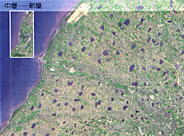 台灣衛星空照影像：桃園台地，埤塘水池群